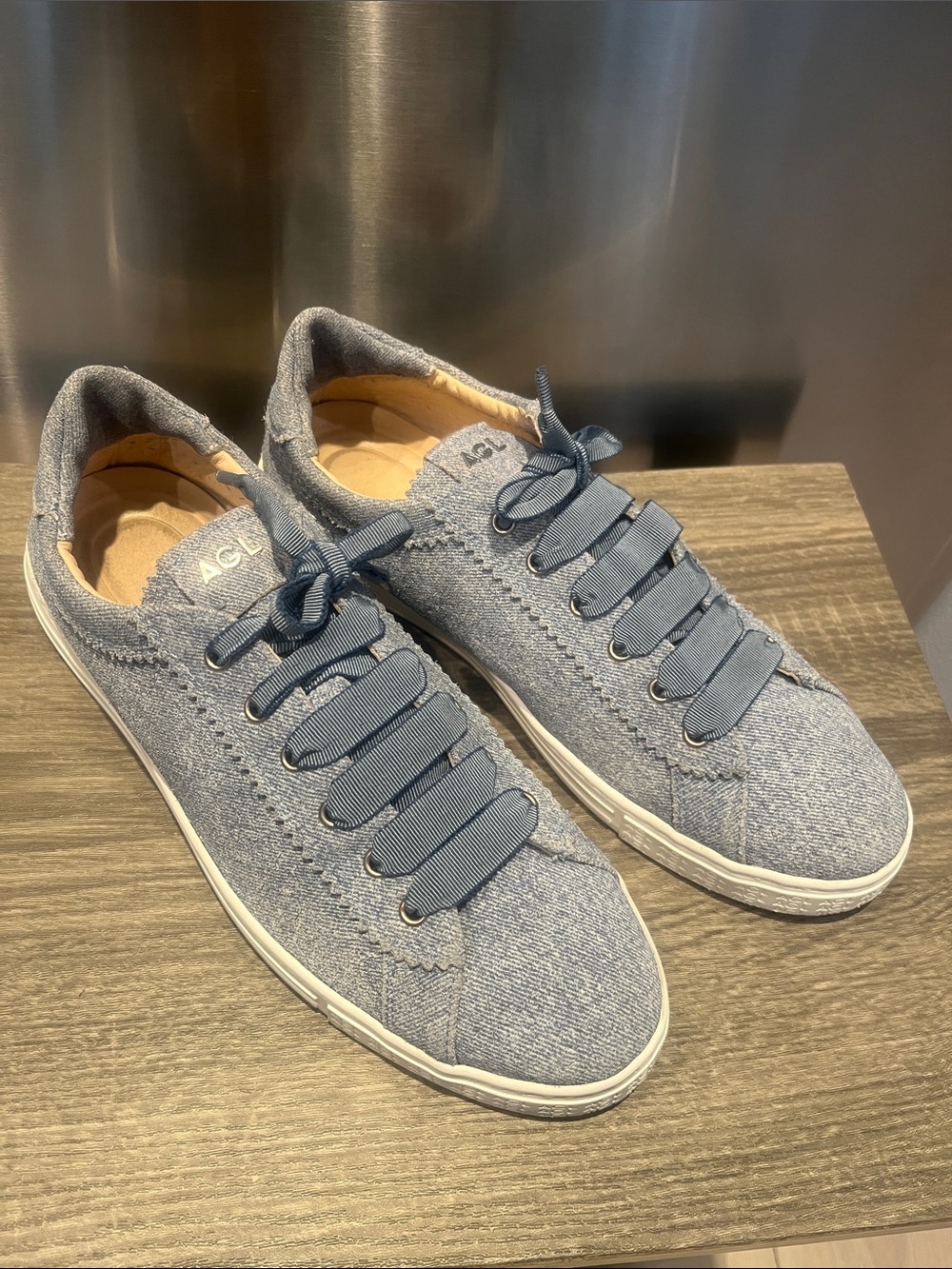 AGL Women’s Light Blue Denim-Style Casual Sneakers